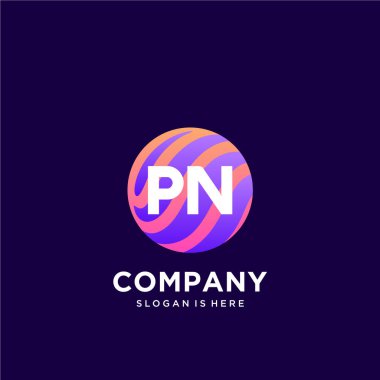 Renkli şablon vektörüyle ilk logo.