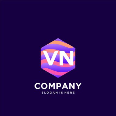 Renkli şablon vektörüyle ilk logo.