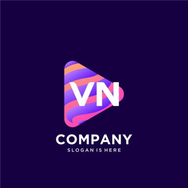 Renkli şablon vektörüyle ilk logo.