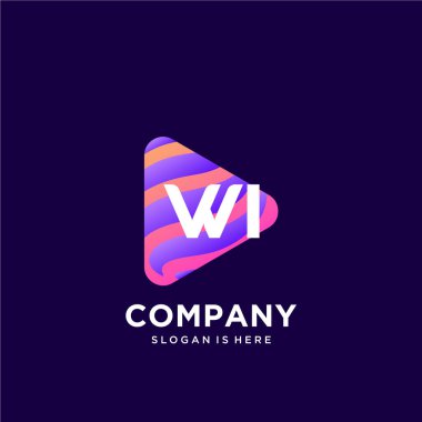 Renkli şablon vektörüyle ilk logo.