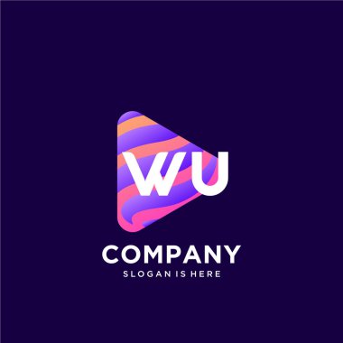 Renkli şablon vektörüyle ilk logo.