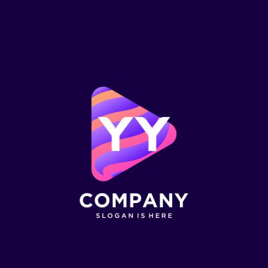 Renkli şablon vektörüyle ilk logo.