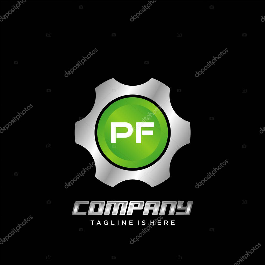 Initial Gear Icon Logo Design Element