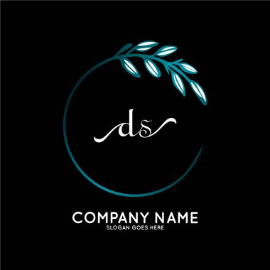 Başlangıç logosu, ilk imzadan oluşan el yazısı logosu, düğün, moda, butik, çiçek ve botanik, herhangi bir şirket veya işletme için yaratıcı şablona sahip..