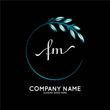 Başlangıç logosu, ilk imzadan oluşan el yazısı logosu, düğün, moda, butik, çiçek ve botanik, herhangi bir şirket veya işletme için yaratıcı şablona sahip..