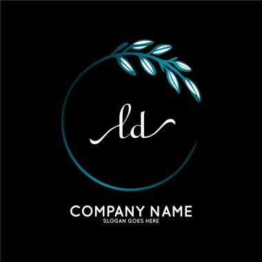 Başlangıç logosu, ilk imzadan oluşan el yazısı logosu, düğün, moda, butik, çiçek ve botanik, herhangi bir şirket veya işletme için yaratıcı şablona sahip..