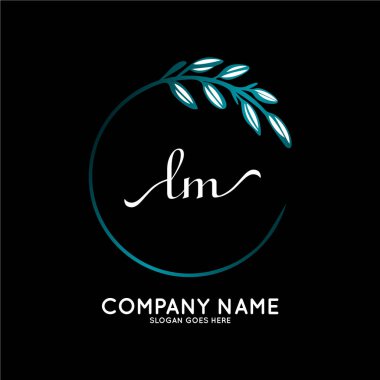 Başlangıç logosu, ilk imzadan oluşan el yazısı logosu, düğün, moda, butik, çiçek ve botanik, herhangi bir şirket veya işletme için yaratıcı şablona sahip..