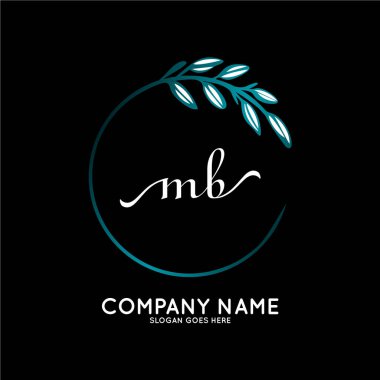 Başlangıç logosu, ilk imzadan oluşan el yazısı logosu, düğün, moda, butik, çiçek ve botanik, herhangi bir şirket veya işletme için yaratıcı şablona sahip..