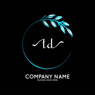 Başlangıç logosu, ilk imzadan oluşan el yazısı logosu, düğün, moda, butik, çiçek ve botanik, herhangi bir şirket veya işletme için yaratıcı şablona sahip..