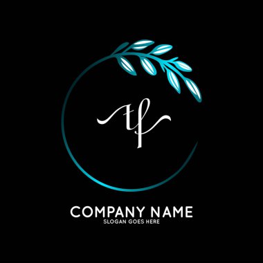 Başlangıç logosu, ilk imzadan oluşan el yazısı logosu, düğün, moda, butik, çiçek ve botanik, herhangi bir şirket veya işletme için yaratıcı şablona sahip..