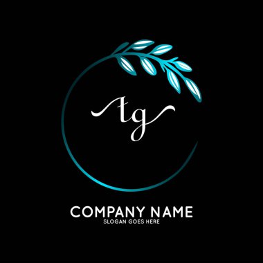 Başlangıç logosu, ilk imzadan oluşan el yazısı logosu, düğün, moda, butik, çiçek ve botanik, herhangi bir şirket veya işletme için yaratıcı şablona sahip..