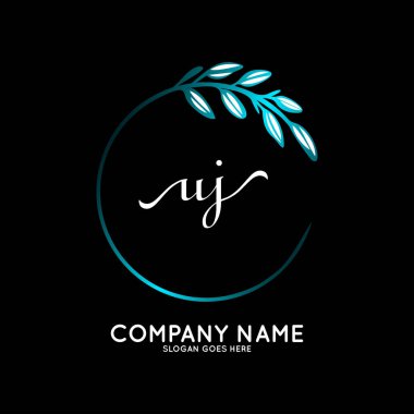 Başlangıç logosu, ilk imzadan oluşan el yazısı logosu, düğün, moda, butik, çiçek ve botanik, herhangi bir şirket veya işletme için yaratıcı şablona sahip..