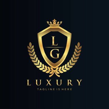 Letter Initial with Royal Luxury Logo Template clipart