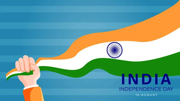 Template Banner Website Greeting India Kemerdekaan Hari Dengan Tangan Menggenggam - Stok Vektor