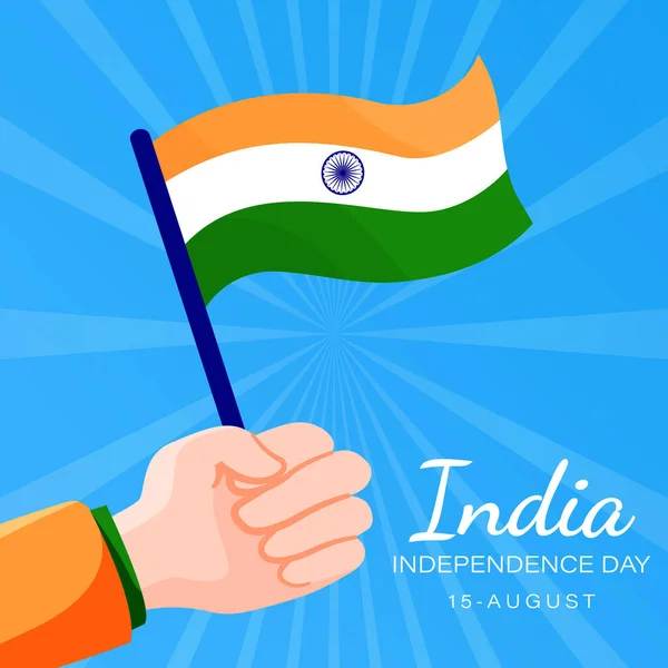 Plantilla Social Media Feed Saludo India Independencia Día Con Mano — Archivo Imágenes Vectoriales