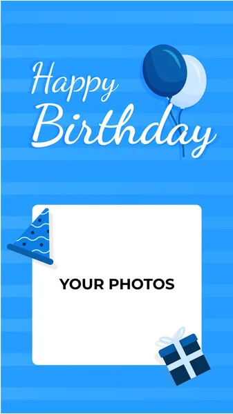 Modèle Histoire Médias Sociaux Saluant Joyeux Anniversaire Bleu — Image vectorielle