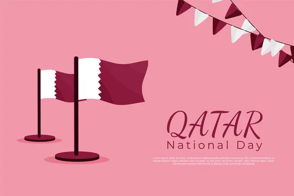 Szablon Strony Internetowej Powitanie Katar Narodowy Dzień Masztu Flagi Nici — Wektor stockowy