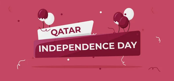 Modelo Banner Qatar Independência Dia Com Balão Confete —  Vetores de Stock