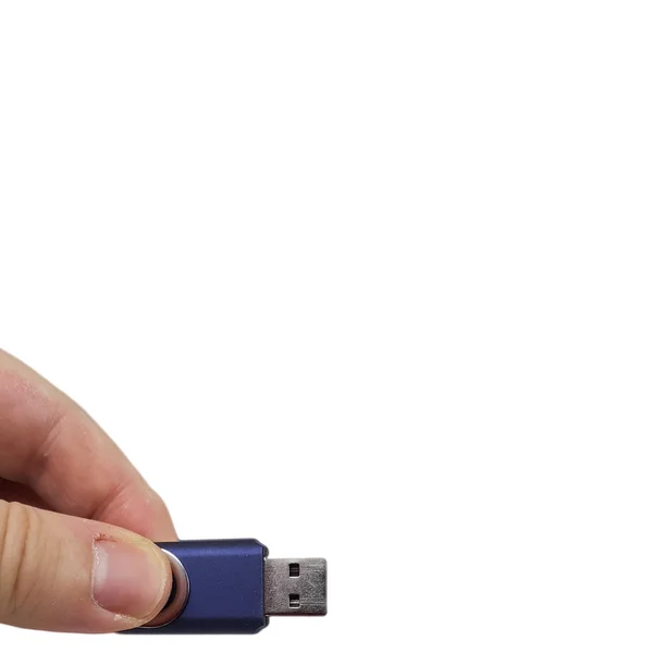 Showing a pen drive in white background