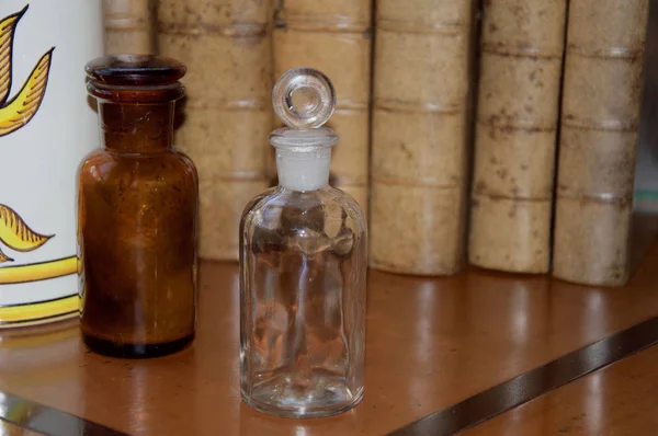 Old bottles with pharmacy drugs