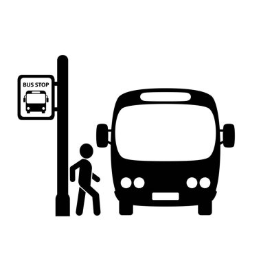 Beyaz arkaplanda otobüs durağı simgesi