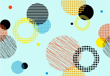 Noktaların kusursuz deseni ve renkli geometrik şekiller