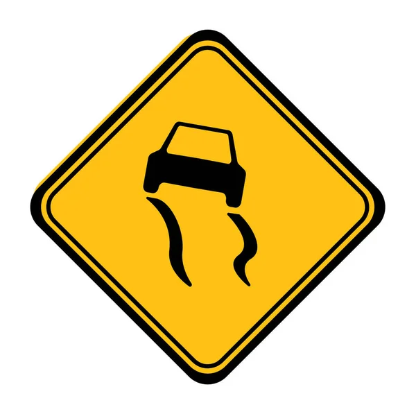白い背景の滑りやすい車の標識 — ストックベクタ