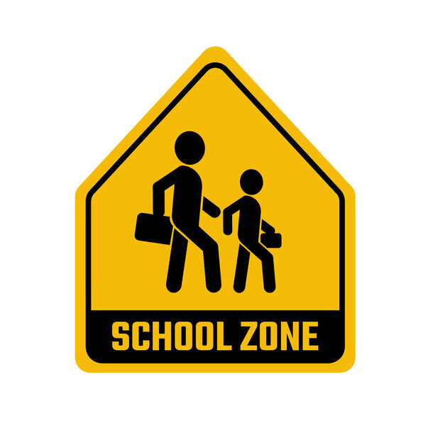 school zone sign on white background