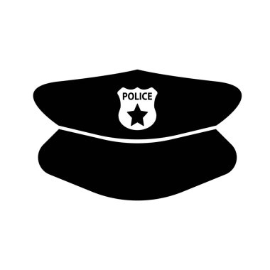 Beyaz arkaplanda polis şapkası simgesi