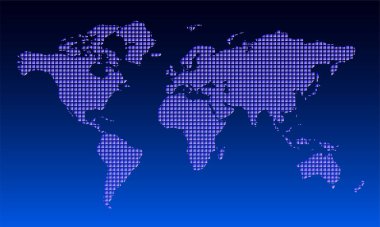 Kara arkaplanda dünya haritası