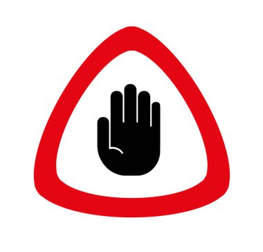 Beyaz arka planda el freni işareti var. Vektör simgesi.