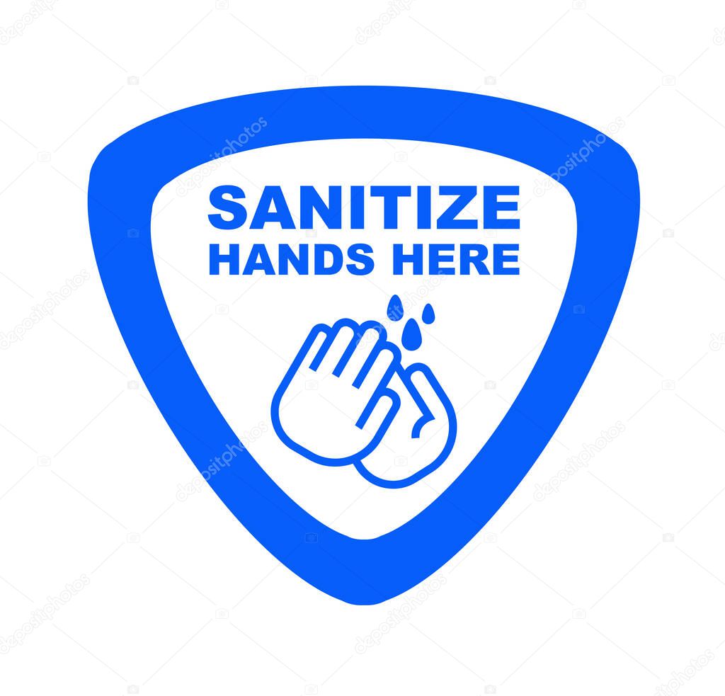 sanitize hand here sign vector