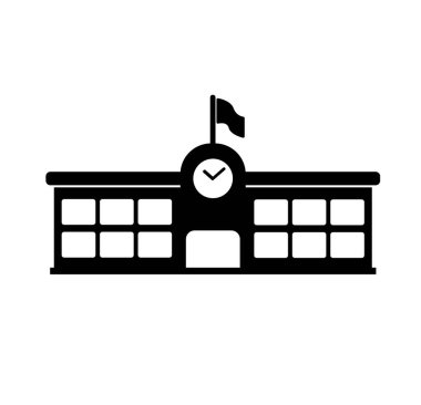 Beyaz arkaplanda okul binası simgesi