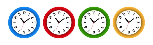 Set Orologi Parete Rotondi Colorati — Vettoriale Stock