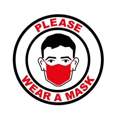 Maskeli adam, lütfen bir maske taşıyıcı işareti tak.