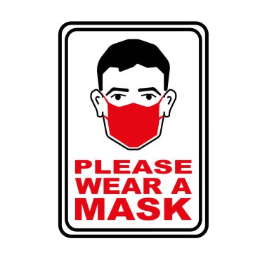 Maskeli adam, lütfen bir maske taşıyıcı işareti tak.