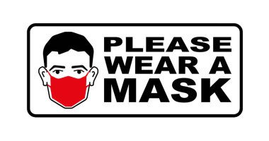 Maskeli adam, lütfen bir maske taşıyıcı işareti tak.