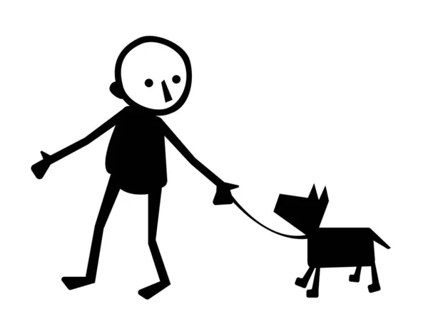 白色背景的狗和人 — 图库矢量图片