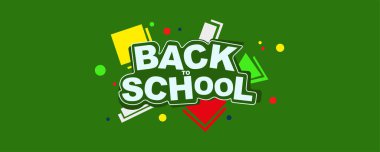 Yeşil arkaplan üzerine okul metnine geri dön