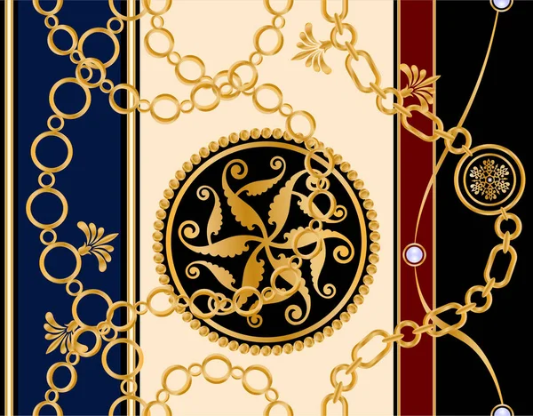 Değerli taşlar, altın zincirler ve incilerle süslenmiş kusursuz desenler..