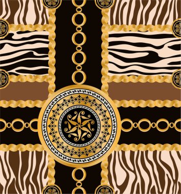 Değerli taşlar, altın zincirler ve incilerle süslenmiş kusursuz desenler..