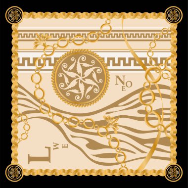 Değerli taşlar, altın zincirler ve incilerle süslenmiş kusursuz desenler..