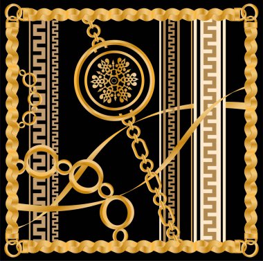 Değerli taşlar, altın zincirler ve incilerle süslenmiş kusursuz desenler..