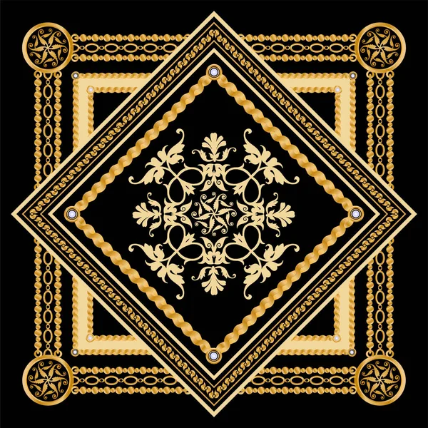 金の鎖と真珠で飾られたシームレスなパターン — ストックベクタ