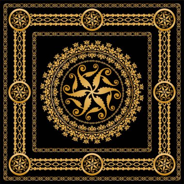 Değerli taşlar, altın zincirler ve incilerle süslenmiş kusursuz desenler..