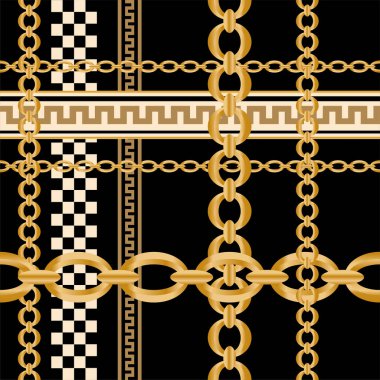 Değerli taşlar, altın zincirler ve incilerle süslenmiş kusursuz desenler..