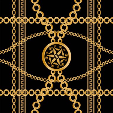 Değerli taşlar, altın zincirler ve incilerle süslenmiş kusursuz desenler..