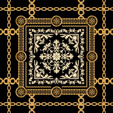 Değerli taşlar, altın zincirler ve incilerle süslenmiş kusursuz desenler..