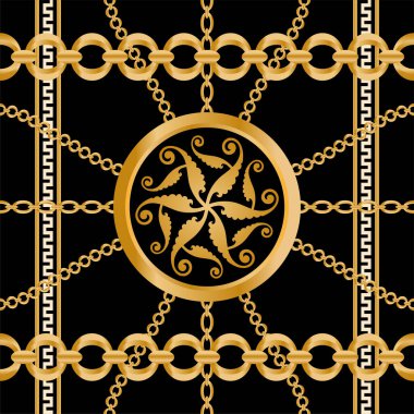 Değerli taşlar, altın zincirler ve incilerle süslenmiş kusursuz desenler..