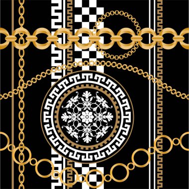 Değerli taşlar, altın zincirler ve incilerle süslenmiş kusursuz desenler..